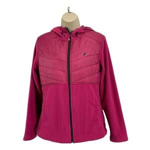 New Balance Womens Fleece Hoodie Full Zip Jacket Large Hot Pink High Neck